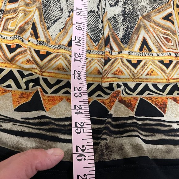 Dress Barn Top Blouse Woman Size 18/20 Stretch Short 3/4 Sleeve Black & Gold - Picture 11 of 11